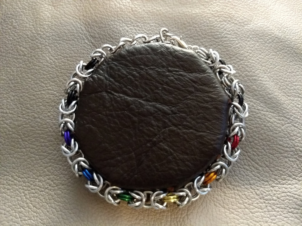 Byzantine Chainmail Pride Bracelets Chainmail Bracelets Dragon & Wolf Designs Bright with black ends  