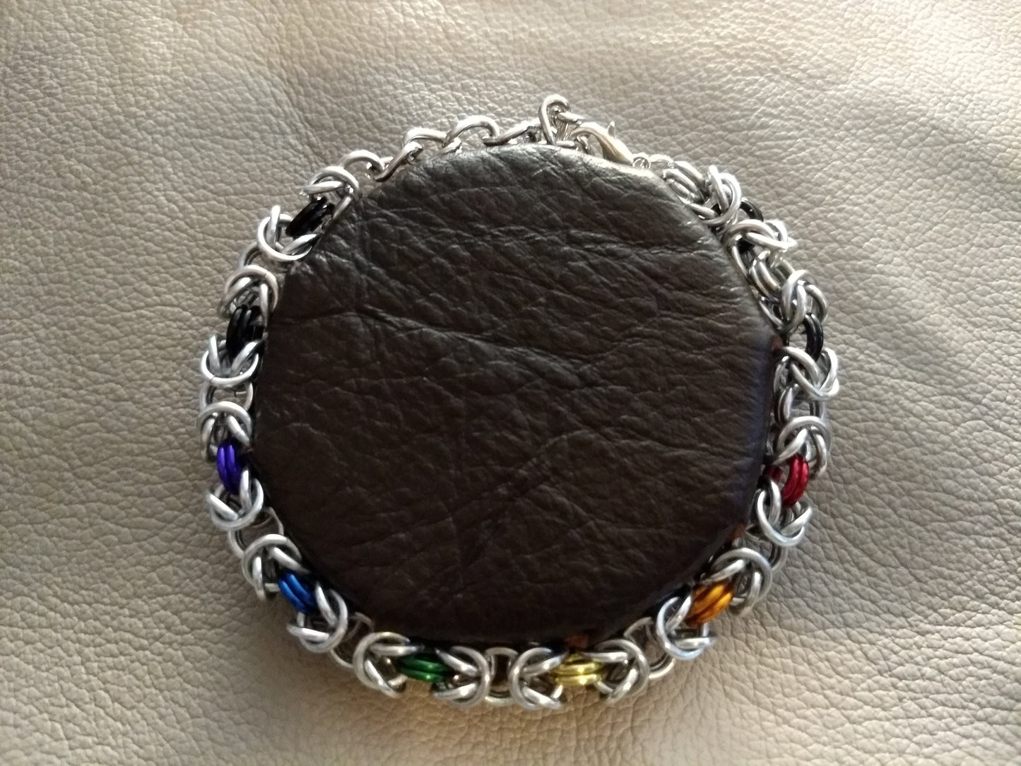 Byzantine Chainmail Pride Bracelets Chainmail Bracelets Dragon & Wolf Designs Bright with black ends  