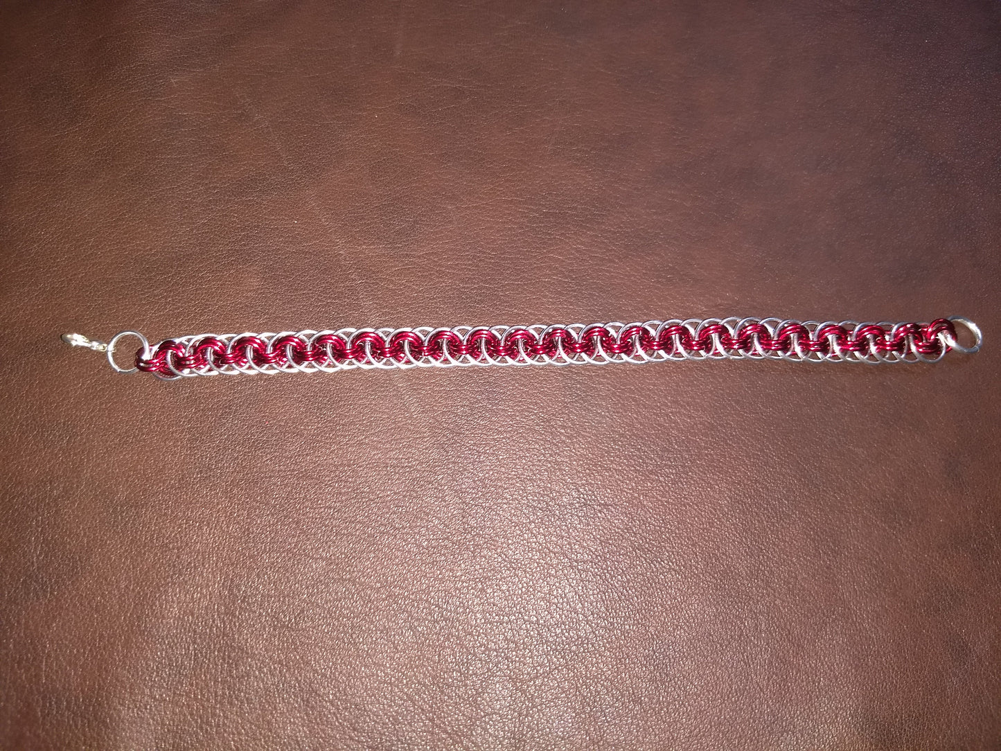 Viper weave chainmail bracelet Chainmail Bracelets Dragon & Wolf Designs Red  