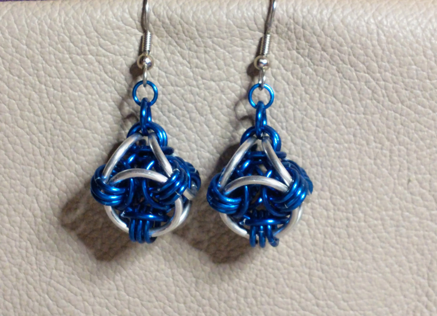 Trapezoidal Chainmail Earrings Chainmail Earrings Dragon & Wolf Designs blue  