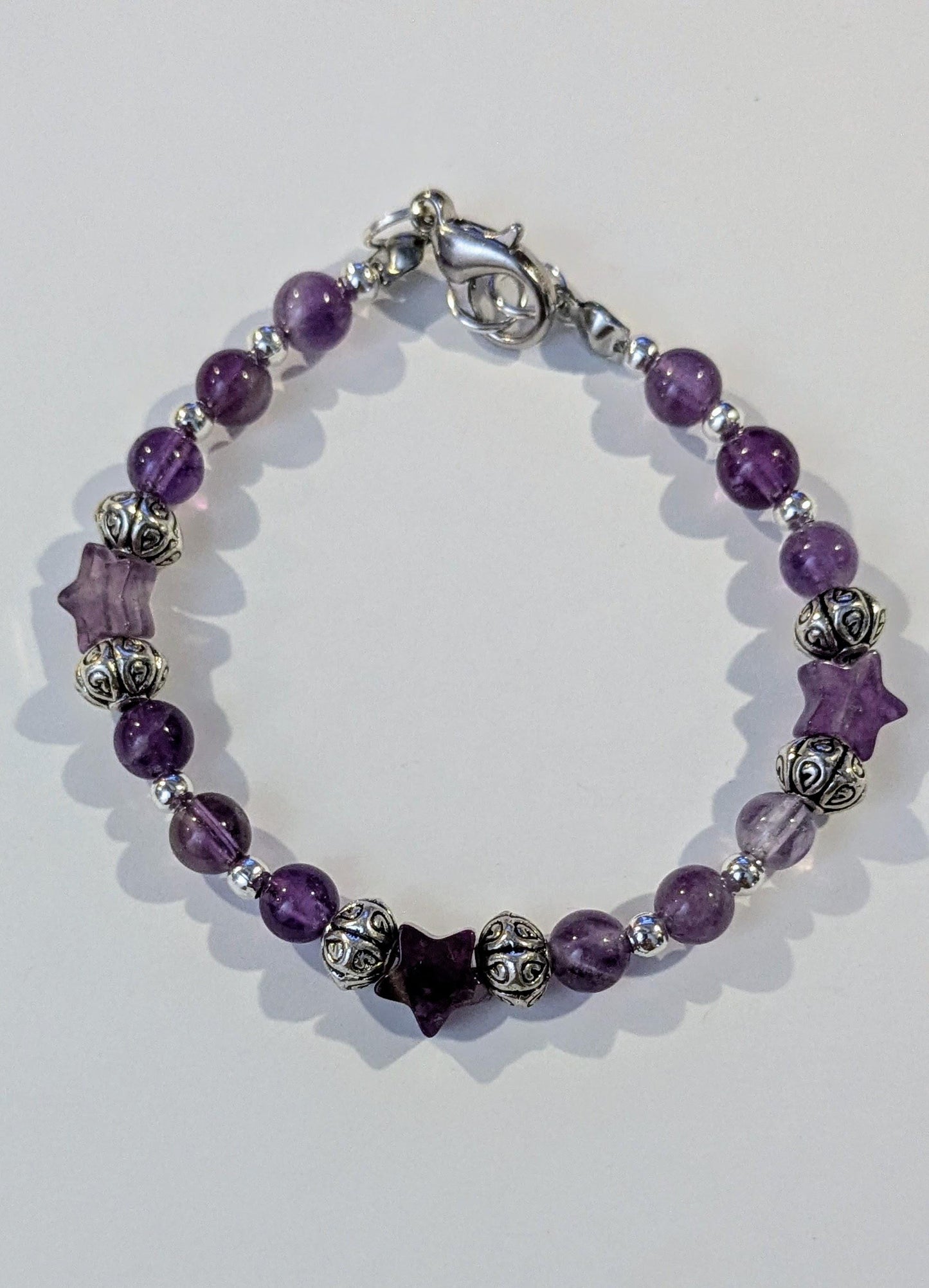 Amethyst Beaded Jewelry Set with Necklace Bracelet and Earringss