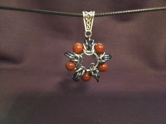 Five Pointed Elf Star Chainmail Pendants Pendants Dragon & Wolf Designs Red Jasper  