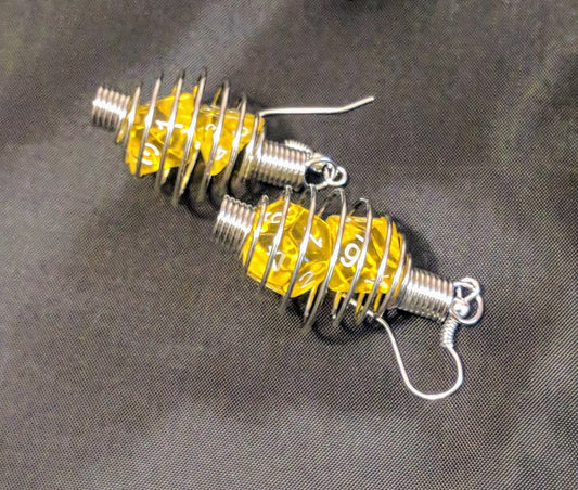 Gaming Dice Dangle Earrings Dangle Earrings Dragon & Wolf Designs yellow  