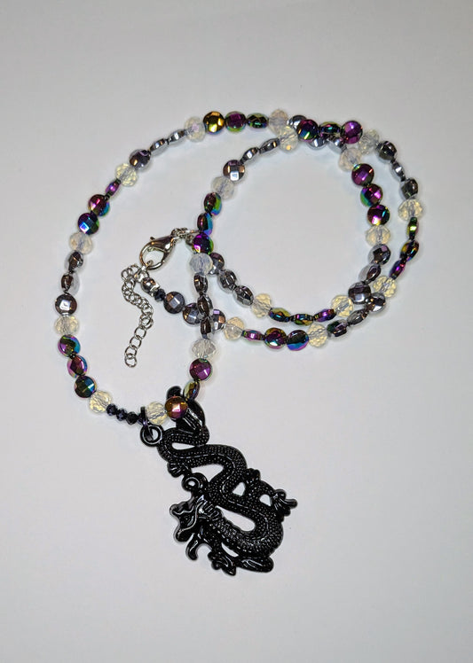 Black Dragon Beaded Necklace