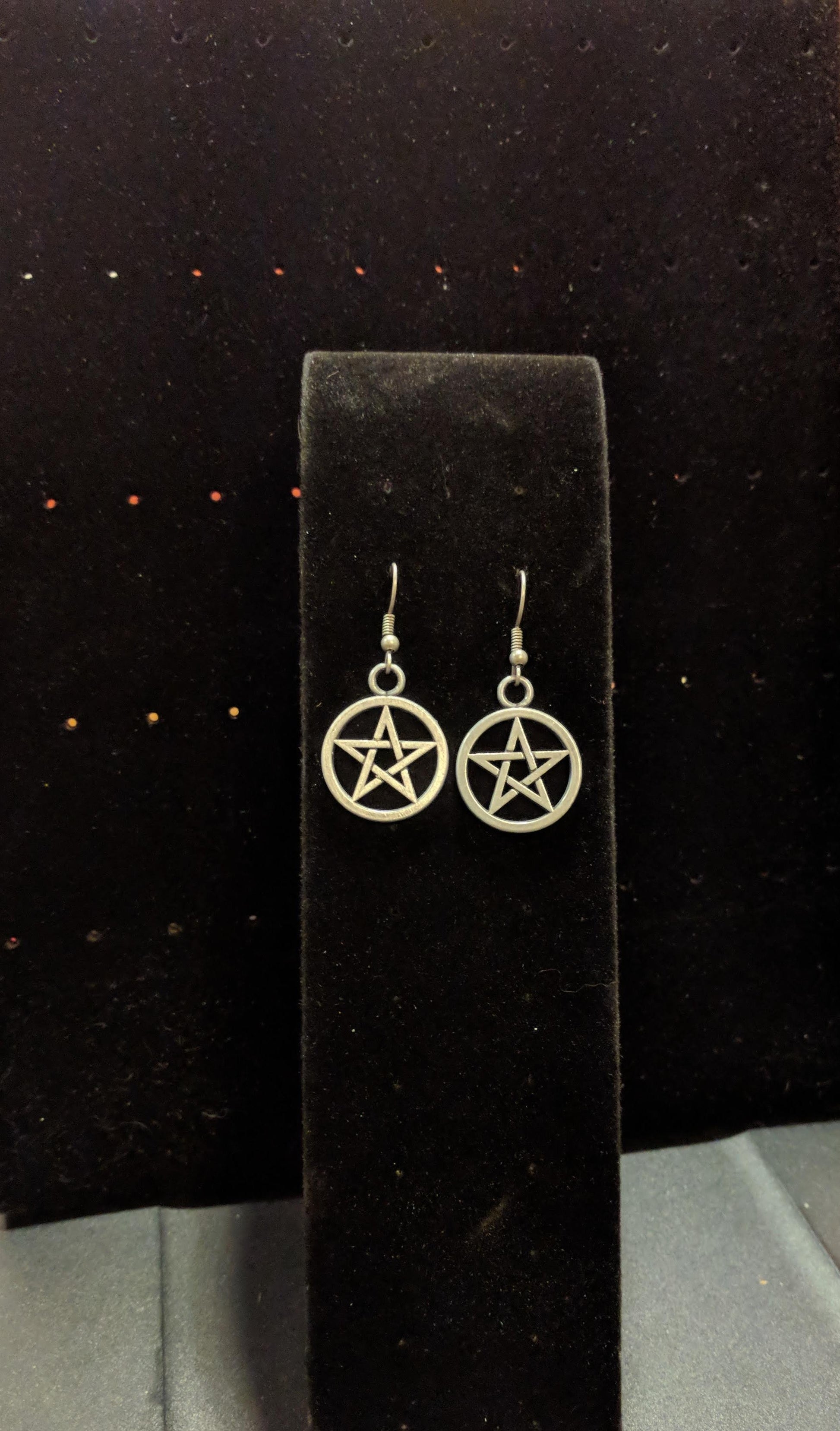 Pentagram Pagan Wiccan Spiritual Dangle Earrings Dangle Earrings Dragon & Wolf Designs   