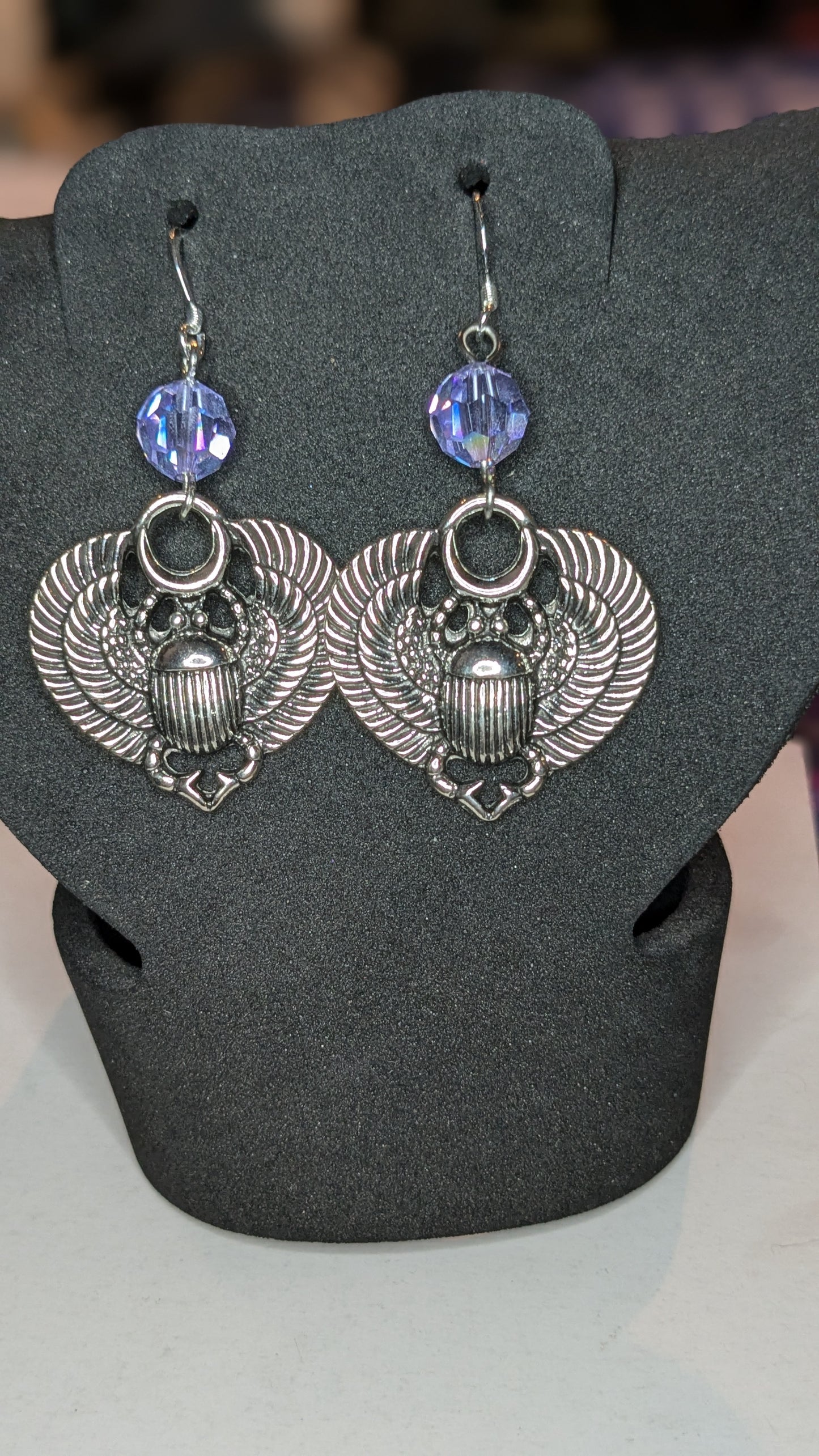 Ornate Beaded Scarab Earrings