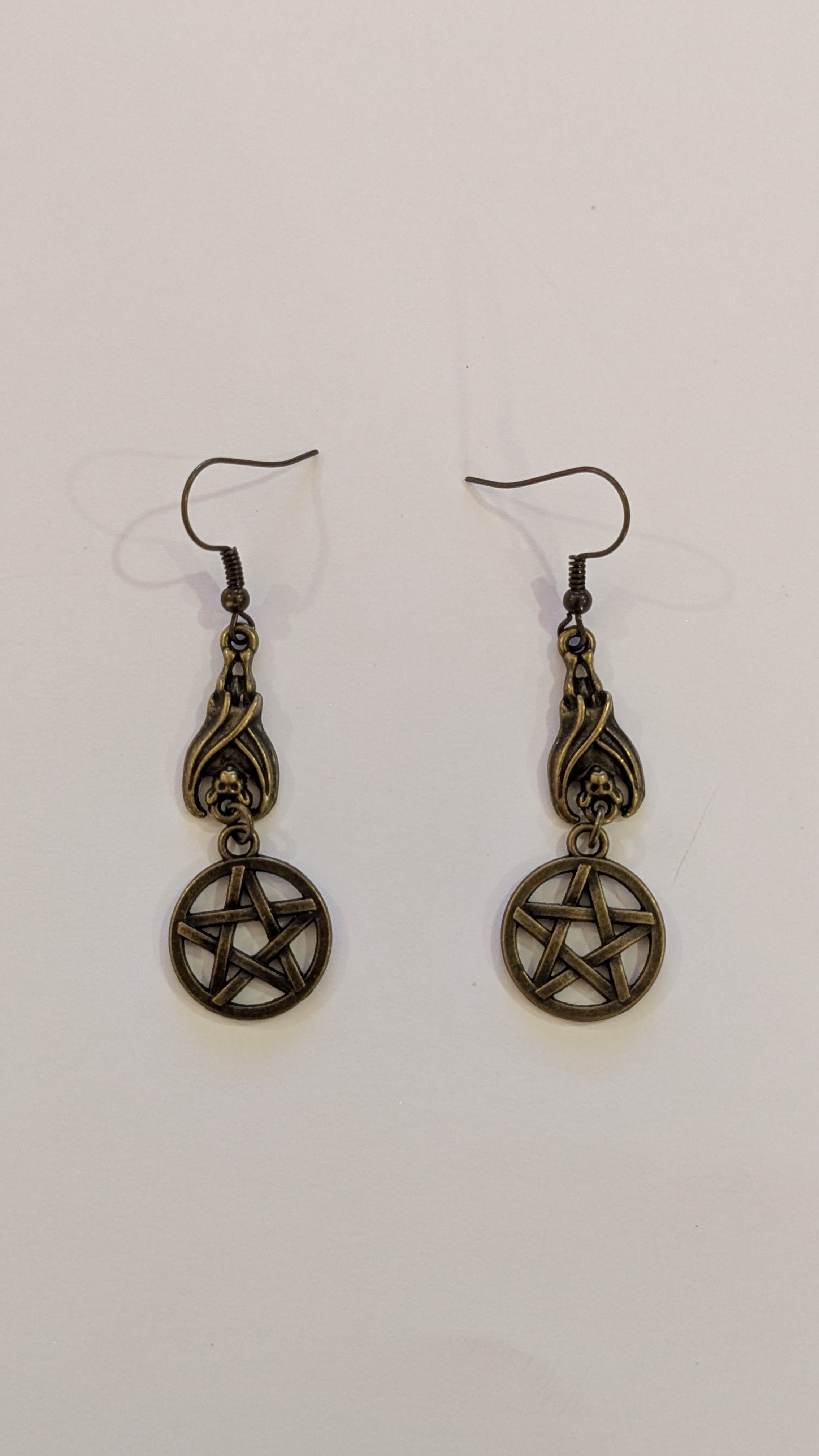 Bronze Bat Dangle Earrings