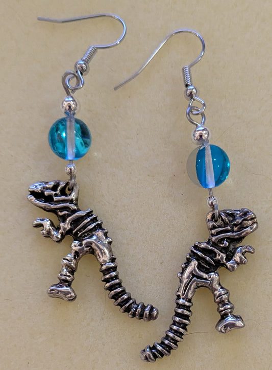 Skeleton Dinosaur Dangle Earrings