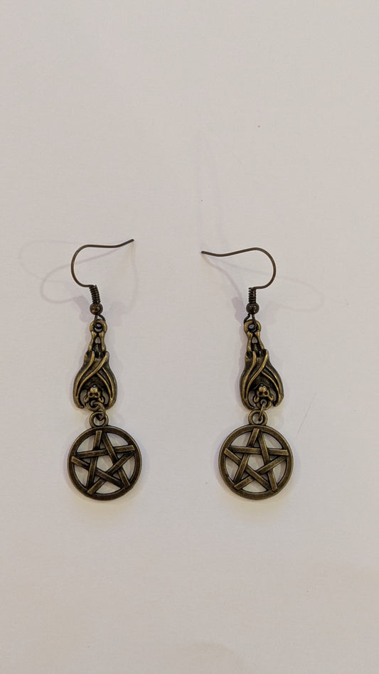 Bronze Bat Dangle Earrings
