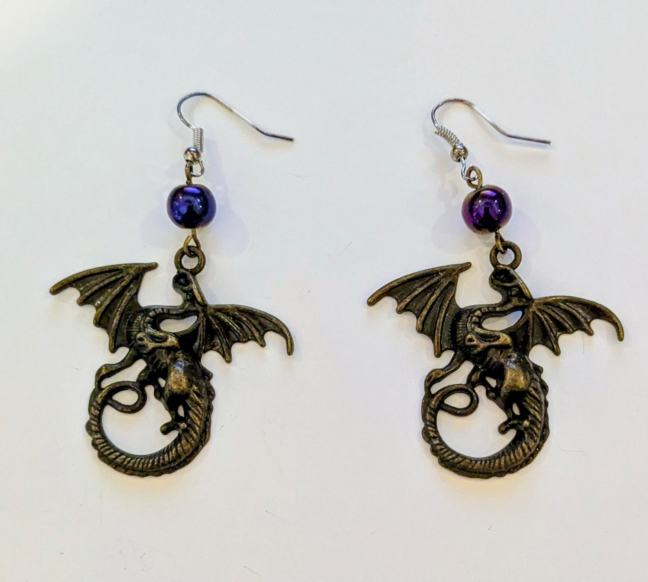 Bronze Dragon Dangle Earrings