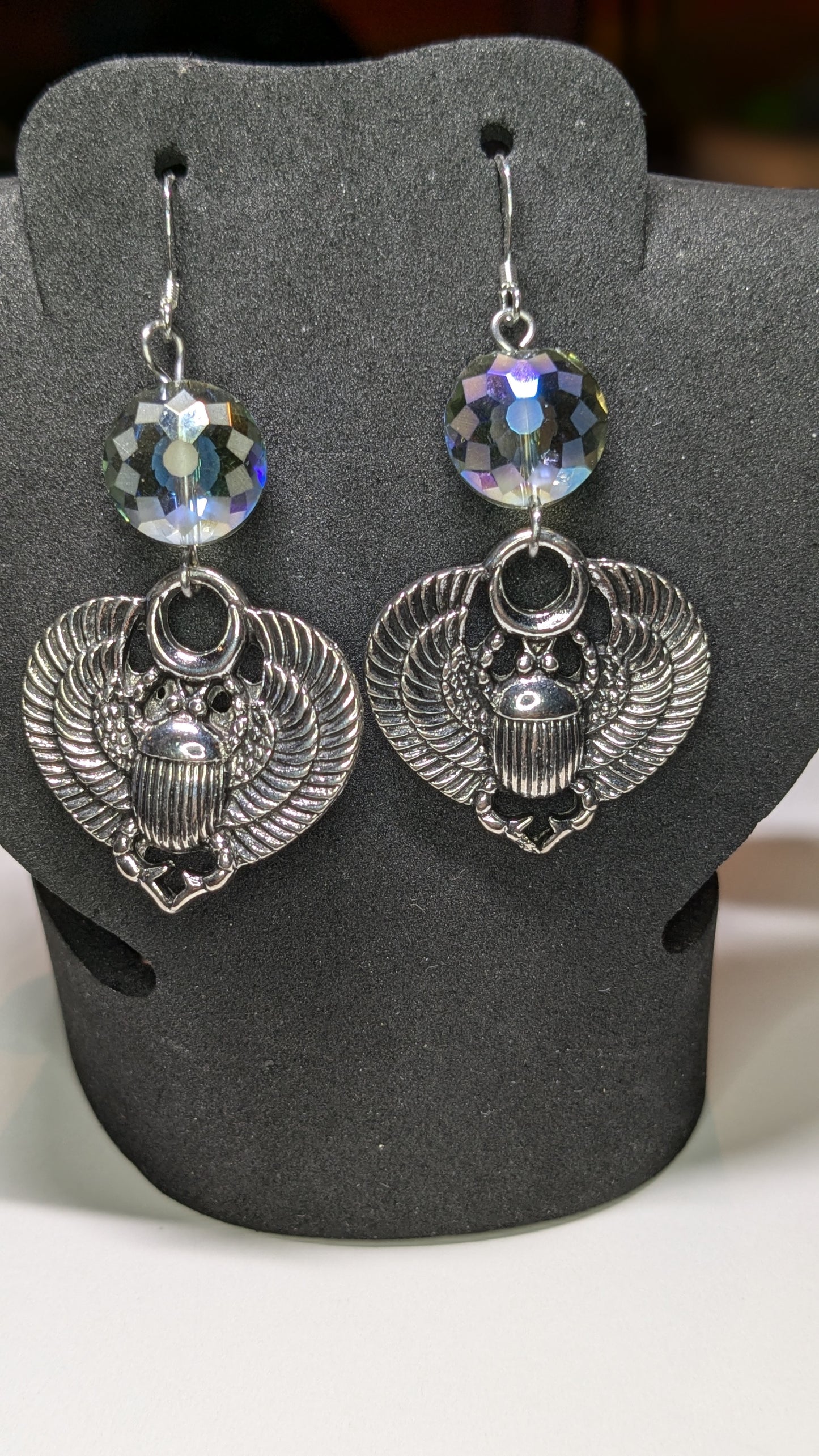 Ornate Beaded Scarab Earrings