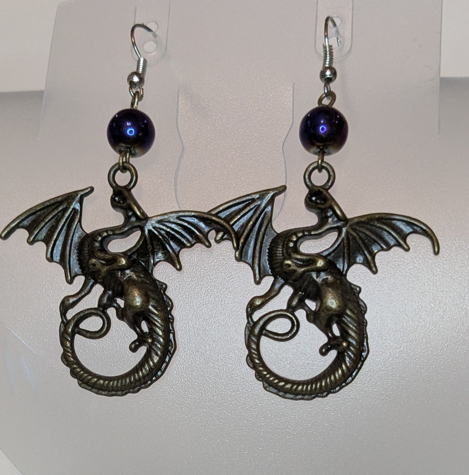 Bronze Dragon Dangle Earrings