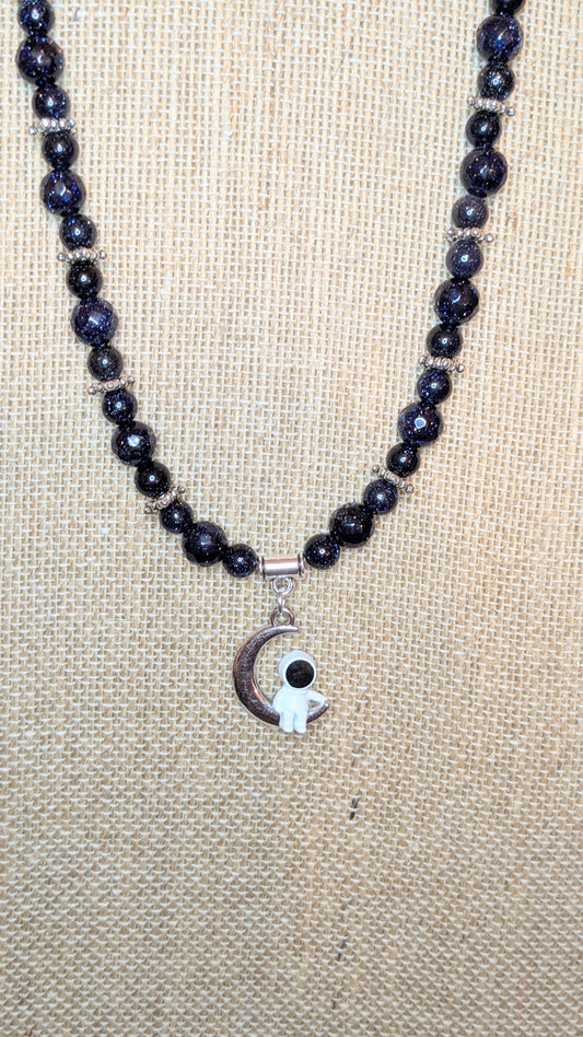 Just Hanging Out on the Moon Beaded Necklace
