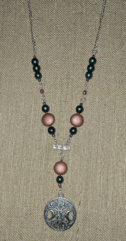 Triple Goddess Tree of Life Beaded Necklace