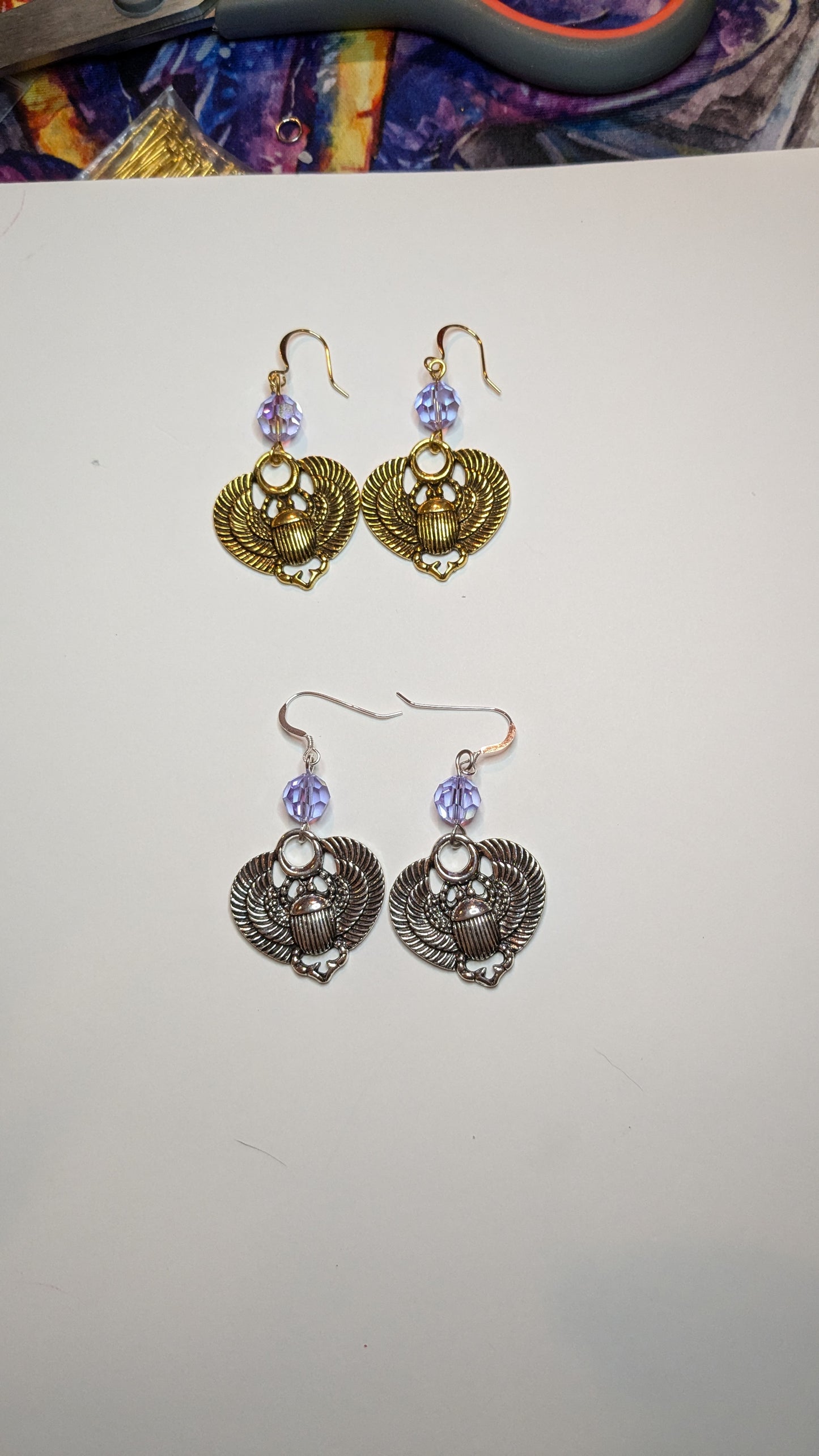Ornate Beaded Scarab Earrings