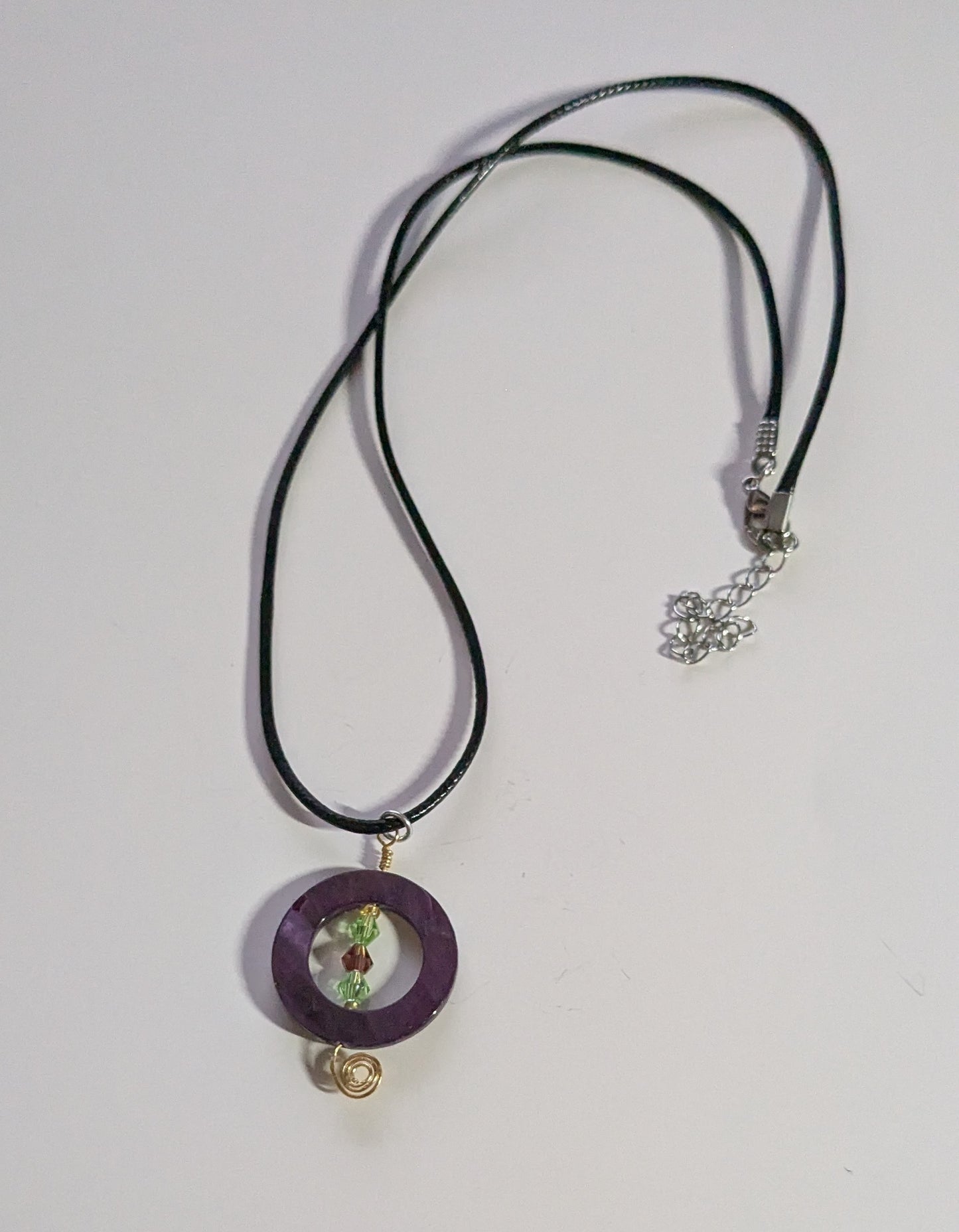 Wire Wrapped Dyed Shell and Crystal Pendant