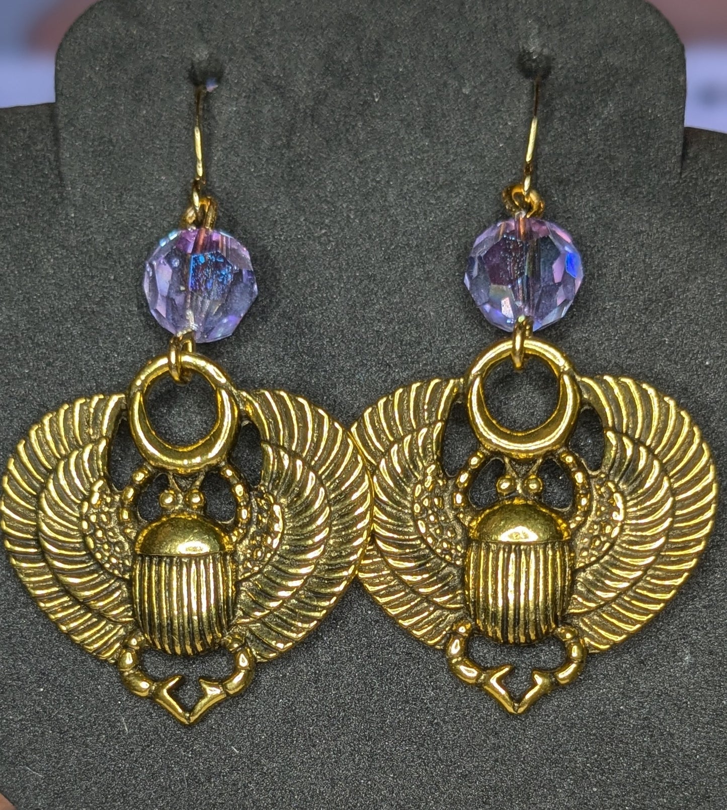 Ornate Beaded Scarab Earrings