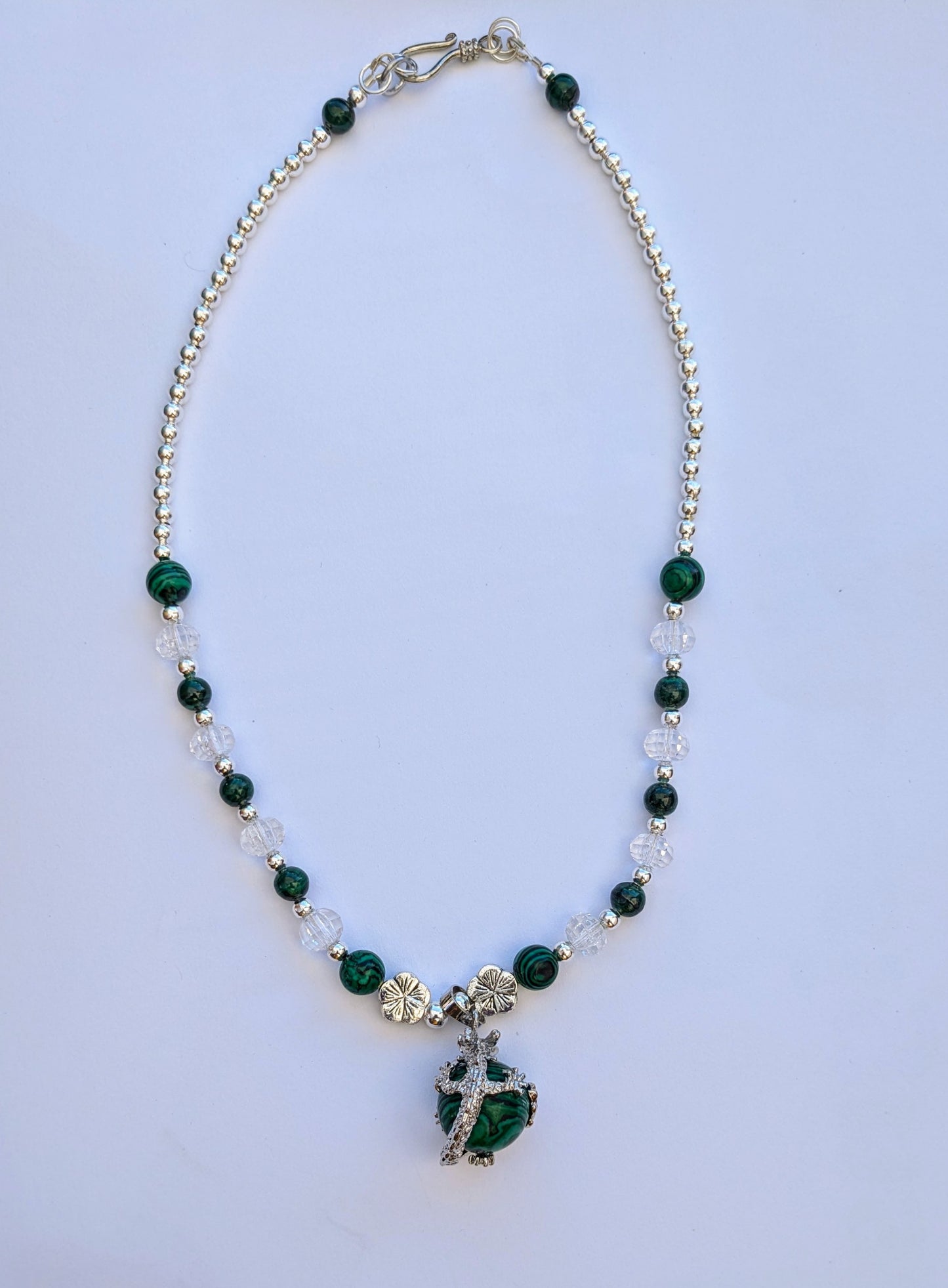 Malachite Beaded Necklace with Dragon Pendant